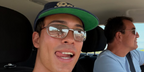 Media personality Tim Schaecker of The Elevator Boys was seen wearing silver Miu Miu MU A50S 1BC8H1 sunglasses with mirror lenses in Portugal, July 2026.