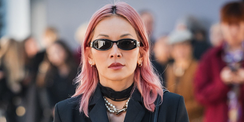Tina Leung was seen wearing black Gucci GG1660S 001 sunglasses at the Gucci Fall/Winter 2025 fashion show during Milan Fashion Week.