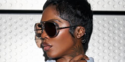 Tiwa Savage was seen wearing transparent grey Bottega Veneta BV1273S 009 Drop Aviator sunglasses in New York City, September 2025.