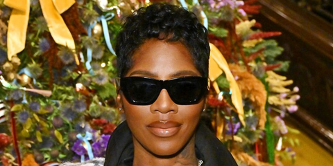 Tiwa Savage was seen wearing black Burberry BE4454 3001/87 sunglasses at The Claridge's Christmas Tree 2025 unveiling in London.