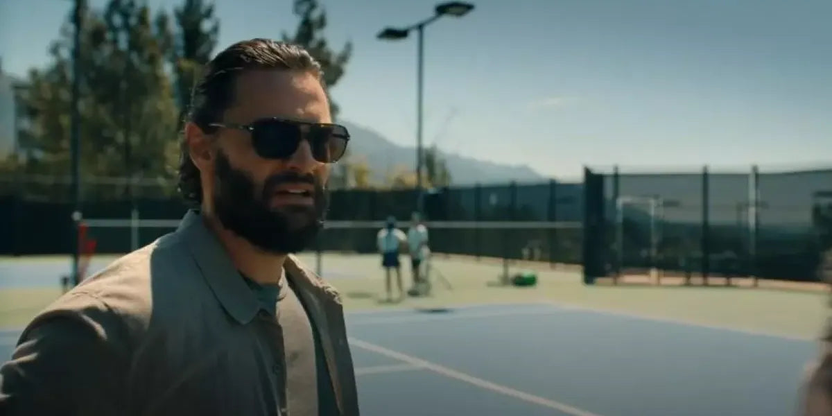 Tom Bateman was seen wearing black Ray-Ban Bill One RB 2205 901/31 sunglasses in "Based on a True Story", season 2 episode 5, as Matt Pierce