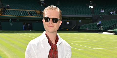Actor Tom Glynn-Carney was seen wearing the iconic Ray-Ban Clubmaster RB 3016 901/58 Polarised sunglasses at the Wimbledon Tennis Championships 2025.