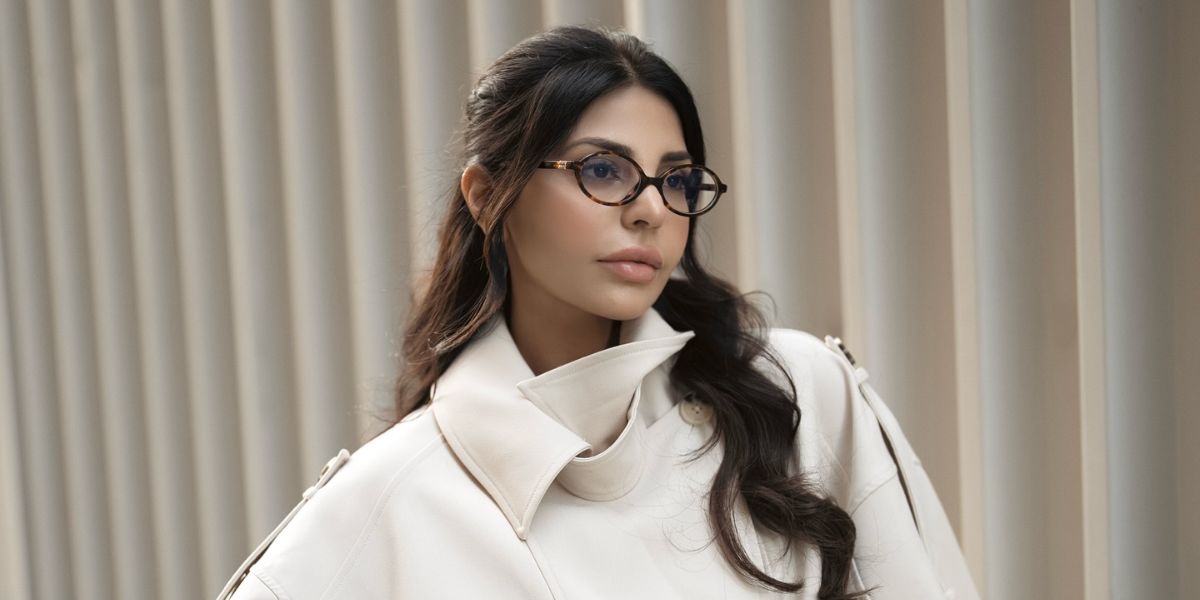 Dubai-based digital creator Tooba Waseem was seen wearing tortoiseshell Miu Miu MU 01XV VAU1O1 oval optical glasses in her Instagram post, November 2025.
