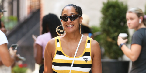 Tracee Ellis Ross is seen wearing Balenciaga BB0202S 001 cat eye sunglasses in New York City