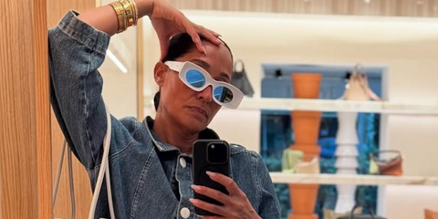 Tracee Ellis Ross is seen wearing Loewe x Paula's Ibiza LW40033I 21C sunglasses in her Instagram post