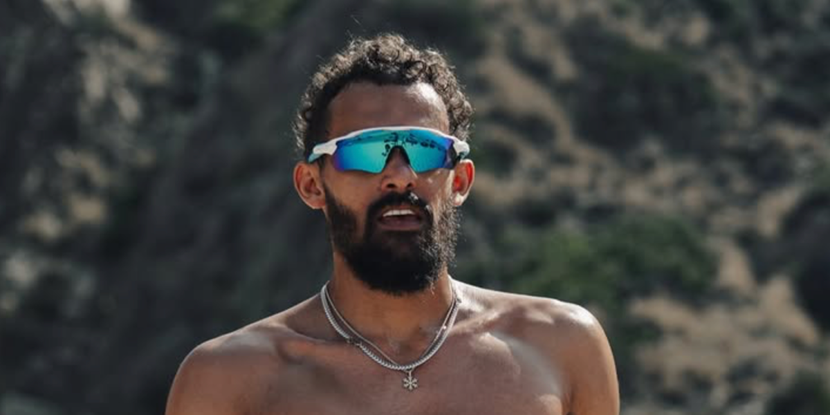 Basketball player Trae Young was seen wearing white Oakley Radar EV Path OO9208 57 sunglasses with prizm sapphire lenses in his Instagram post, July 2025.