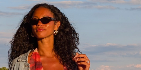 Television and radio presenter Vick Hope was seen wearing tortoiseshell Prada PR 26ZS 14L09Z cat eye sunglasses in her Instagram post, May 2025.