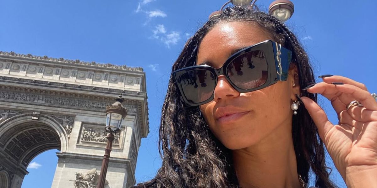 Television and radio presenter Vick Hope was seen wearing black Saint Laurent Sun Blaze SL M119 001 sunglasses in Paris, shared through her Instagram post in July 2024.