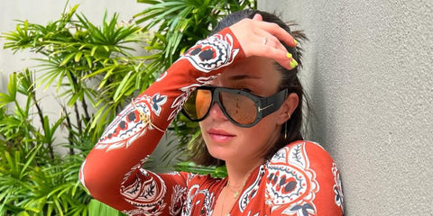TikToker Victoria Paris was seen wearing black Tom Ford Bronson TF1044 01E sunglasses with yellow brown lenses in her Instagram post, July 2024.