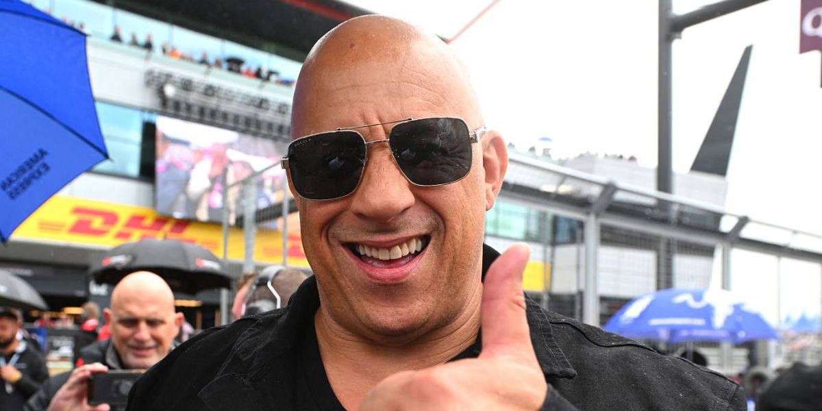 Vin Diesel was seen wearing black and gold Gucci GG0529S 001 aviator sunglasses at the F1 Great Britain Grand Prix 2025. Shop online now on Pretavoir