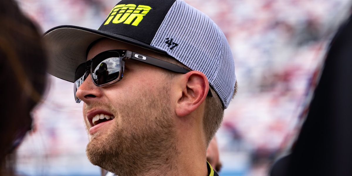 William Byron was seen wearing polished black Oakley Holbrook XL OO9417 16 with prizm black lenses prior to the final round from Group A in Busch Light Pole qualifying, March 2023