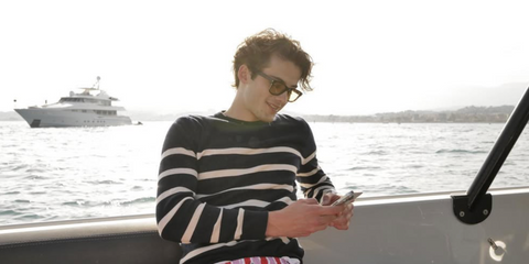 British-Australian actor William Franklyn-Miller was seen wearing Saint Laurent Sun SL 51 003 sunglasses in Cannes, shared on Instagram