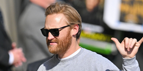 Actor and former professional ice hockey player Wyatt Russell was seen wearing black Persol Renzo 3357S 95/58 Polarised sunglasses in Los Angeles, April 2025. Shop online now on Pretavoir