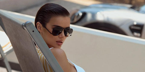 Moldovan model Xenia Deli was seen wearing black Saint Laurent Sun SL 690 Dust 001 sunglasses in her Instagram post, October 2024. Shop online now on Pretavoir