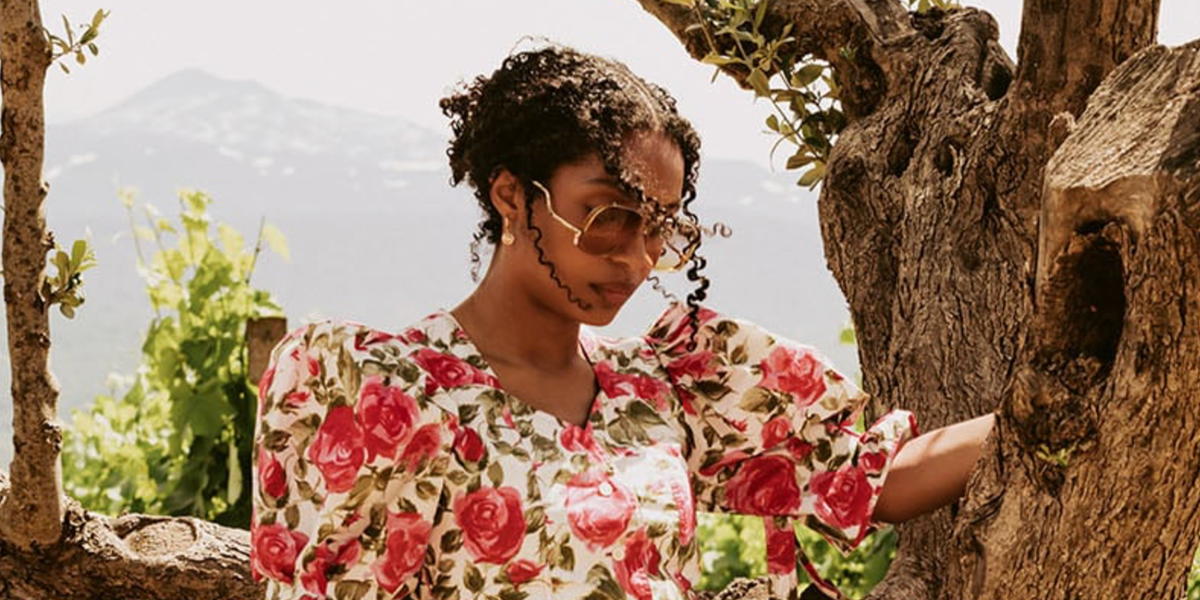 Actress Yara Shahidi was seen wearing transparent green Chloe Wacy CH0404S 004 sunglasses at the Net-A-Porter x Chloé weekend getaway in Taormina, Sicily, June 2026.