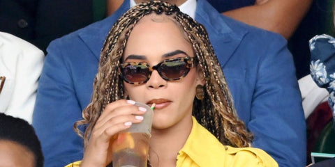 Yasmin Finney was seen wearing brown spotted tortoiseshell Ralph Lauren The Bridget RL8222 6178/I6 sunglasses at the Wimbledon Tennis Championship