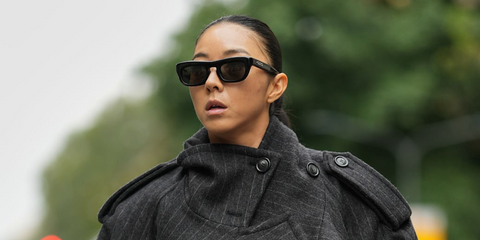 Chinese influencer Yuwei "Yuyu" Zhangzou was seen wearing black Gucci GG1777S 001 sunglasses at the Sportmax Spring/Summer 2026 fashion show during Milan Fashion Week. Shop online now on Pretavoir