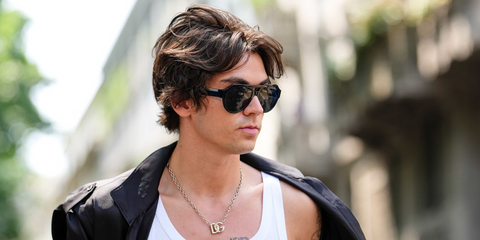 Content creator Zack Lugo was seen wearing black Dolce&Gabbana DG4466 501/87 aviator sunglasses to attend the Dolce & Gabbana Menswear Spring/Summer 2026 fashion show during Milan Men's Fashion Week in June 2025. Shop online now on Pretavoir