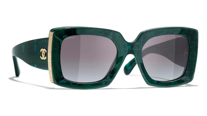 CHANEL パレオ Chanel 5435 C622/S6 Black & Gold Rectangle Sunglasses | PRETAVOIR