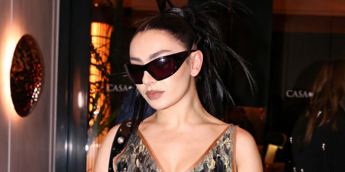 Charli XCX attends The Met Gala 2024 Offical TikTok After Party wearing Givenchy GV40051I 01A Black Oversized Wrap Sunglasses