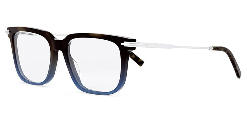 Side view of rectangular gradient black to blue spectacles by Dior