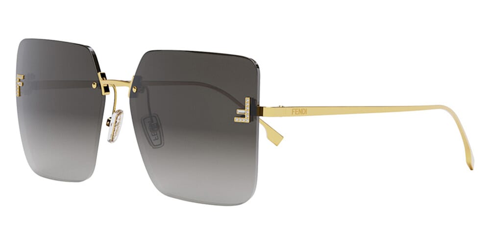 FENDI First FE4082US 30B Gold Square Rimless Sunglasses With Grey Gradient Lenses Pretavoir