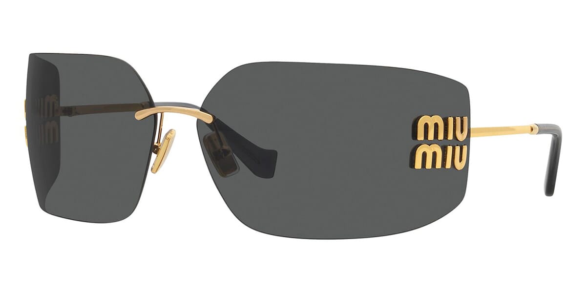 Miu Miu MU 54YS 5AK5S0 Rimless Wraparound Black Sunglasses Pretavoir