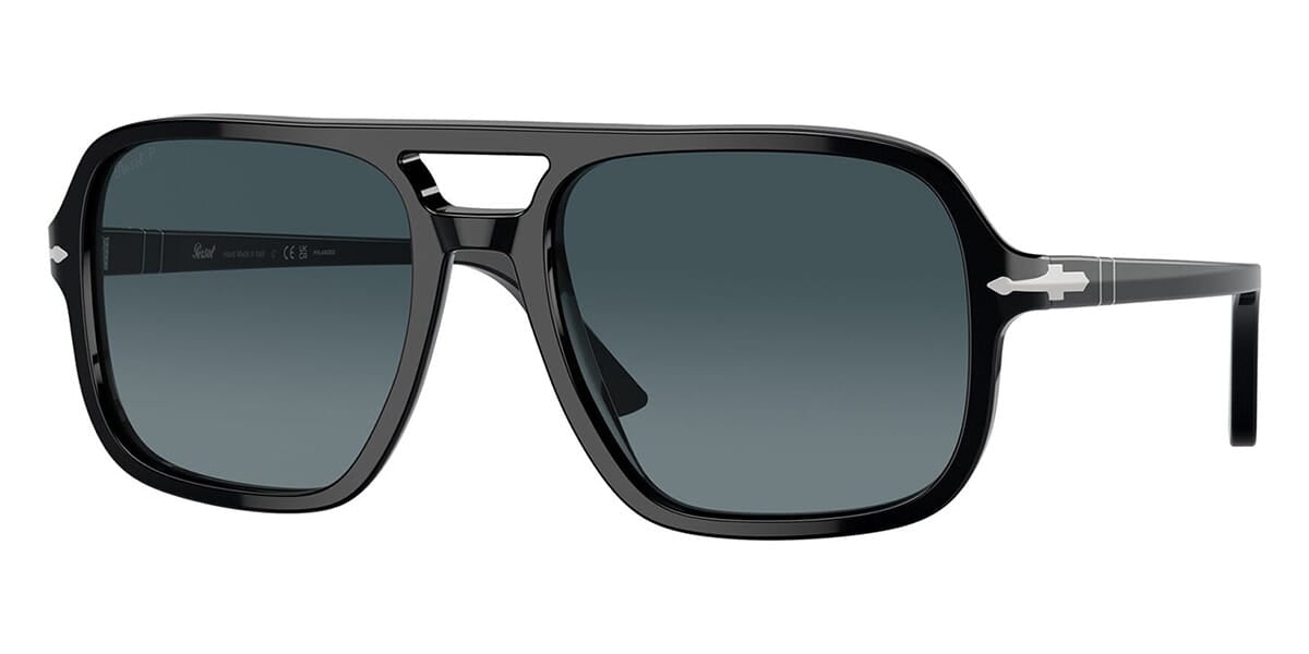 Three quarter view of thick black Aviator sunglasses frame