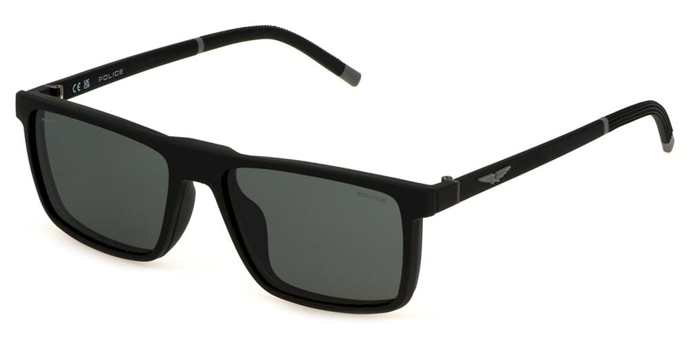 Police Solstice Lite 1 UPLL74 U28P with Polarised Magnetic Clip On Sunglasses