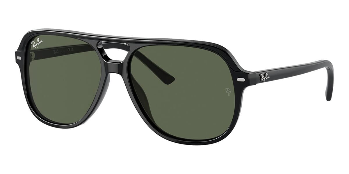 Three quarter view of thick black Aviator sunglasses frame