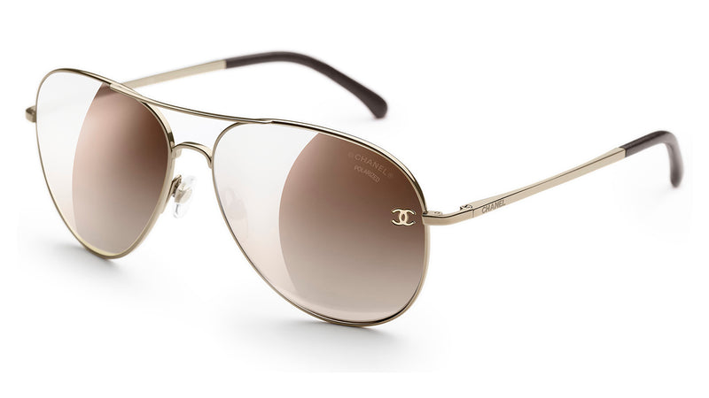 Chanel Aviator Sunglasses Gold Brown Lenses 4189