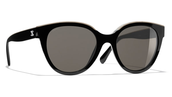 Chanel 5414 C534/3 Black & Beige Butterfly Sunglasses | PRETAVOIR