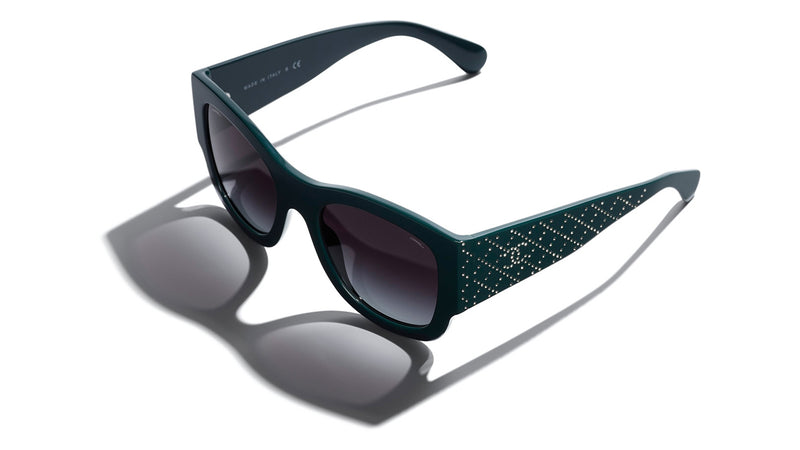 Chanel 5421B 1459/S6 Green Rectangle Sunglasses | PRETAVOIR 