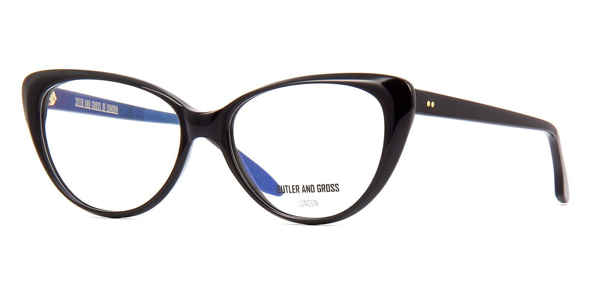 Side view of black Cat eye spectacle frame