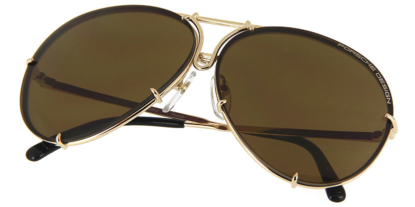 Porsche Design 8478 A Gold Frame - Brown + Blue Lenses - As Seen On Johnny Depp & Laurence Fishburne