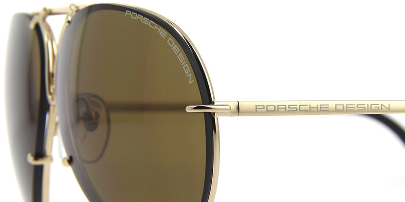 Porsche Design 8478 A Gold Frame - Brown + Blue Lenses - As Seen On Johnny Depp & Laurence Fishburne