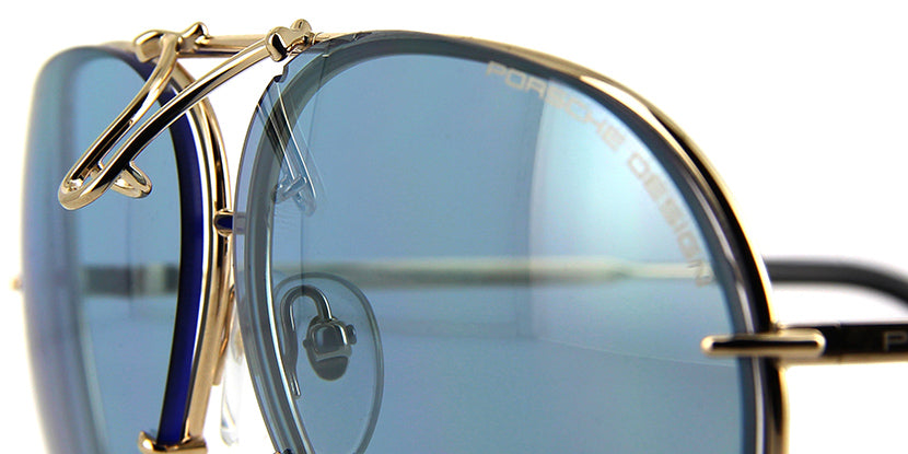 Porsche Design 8478 A Gold Frame - Brown + Blue Lenses - As Seen On Johnny Depp & Laurence Fishburne