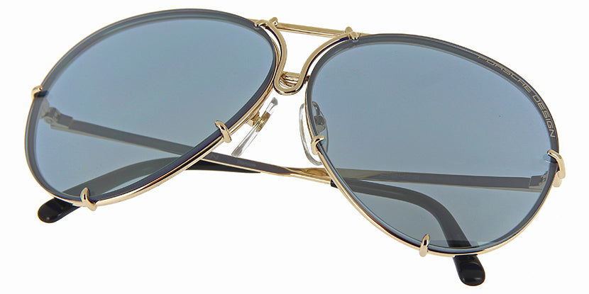 Porsche Design 8478 A Gold Frame - Brown + Blue Lenses - As Seen On Johnny Depp & Laurence Fishburne