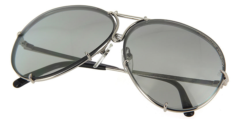 Porsche Design 8478 B Chrome Frame - Grey + Dk Green Lenses - As Seen On Kourtney Kardashian
