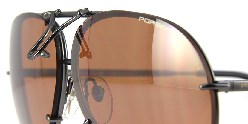 Porsche Design 8478 C Gun Frame - Dk Green + Amber Lenses - As Seen on Khloe Kardashian & Usher