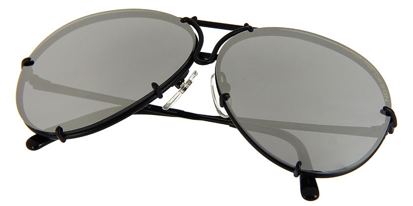Porsche Design 8478 D Black Frame - Grey & Silver Lenses - As Seen On Kim Kardashian