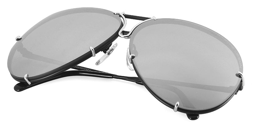 Porsche Design 8478 J Black/Silver Frame - Grey Polar + Silver Lenses - As Seen On Kris Jenner & Khloe Kardashian