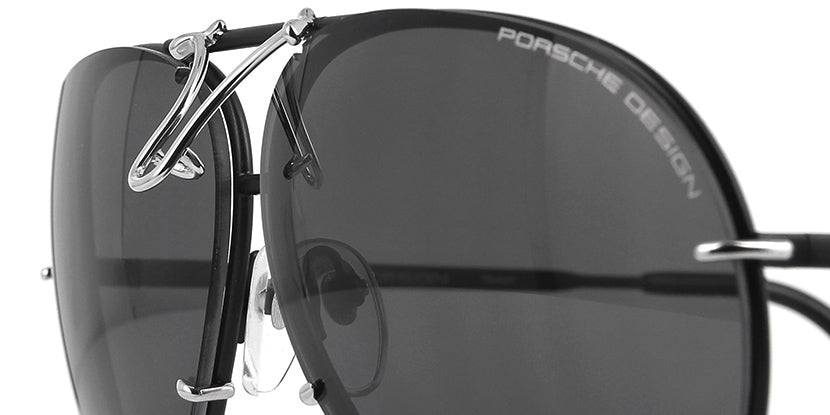 Porsche Design 8478 J Black/Silver Frame - Grey Polar + Silver Lenses - As Seen On Kris Jenner & Khloe Kardashian