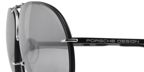 Porsche Design 8478 J Black/Silver Frame - Grey Polar + Silver Lenses - As Seen On Kris Jenner