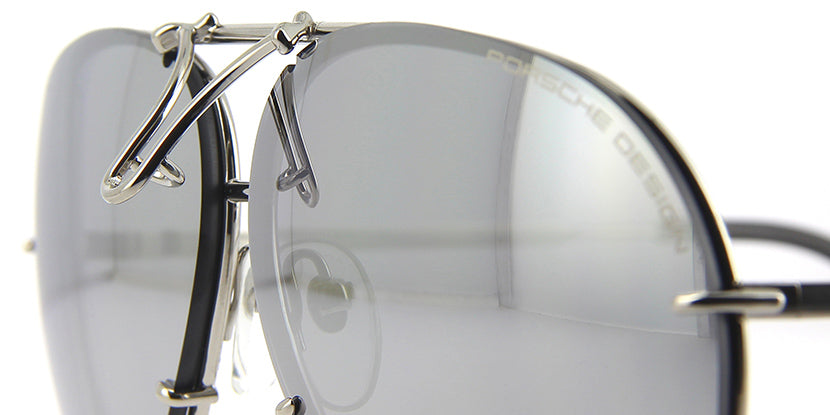 Porsche Design 8478 M Silver Frame - Pink + Silver Grey Lenses - As Seen On Kyle Richards & Axl Rose