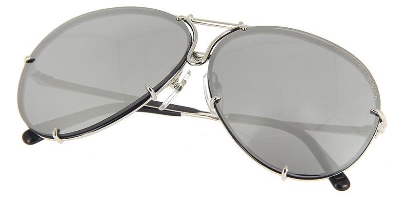 Porsche Design 8478 M Silver Frame - Pink + Silver Grey Lenses - As Seen On Kyle Richards & Axl Rose