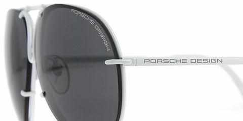 Porsche Design 8478 P White Frame - Dk Grey + Silver Lenses - As Seen On Kylie Jenner & Khloe Kardashian