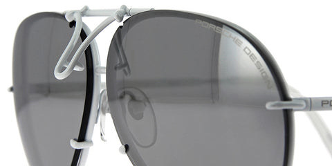 Porsche Design 8478 P White Frame - Dk Grey + Silver Lenses - As Seen On Kylie Jenner & Khloe Kardashian