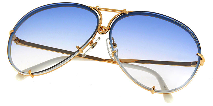 Porsche Design 8478 W Gold Frame - Grad Blue + Brown Lenses - As Seen On Shaughna Phillips & CeeLo Green