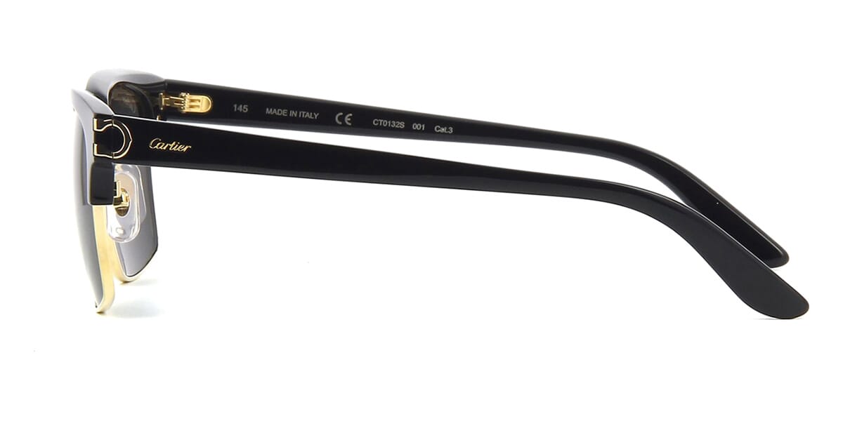 Cartier CT0132S 001 Black and Gold Sunglasses